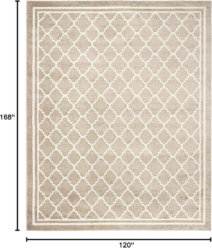 SAFAVIEH Amherst Collection Area Rug - 10' x 14', Wheat & Beige, Moroccan Trellis Design, Non-Shedding & Easy Care, Ideal for High Traffic Areas in Living Room, Bedroom (AMT422S)