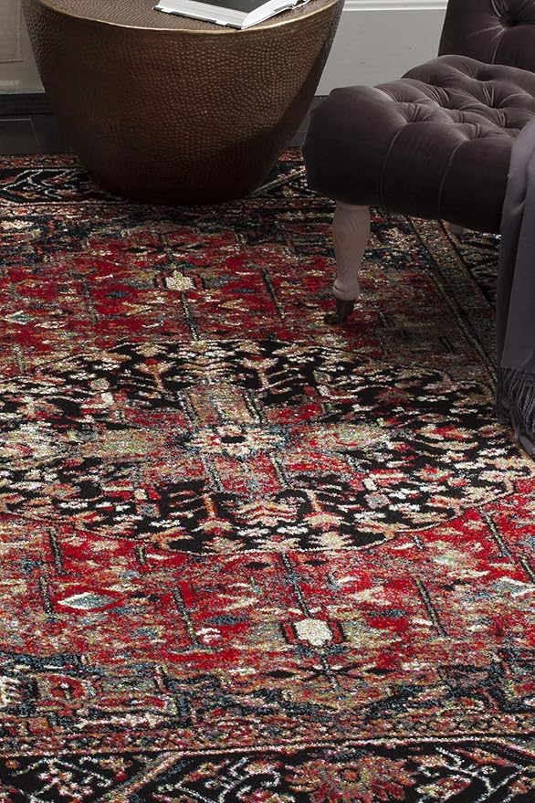 SAFAVIEH Vintage Hamadan Collection Area Rug - 10'6" x 14', Red & Multi, Oriental Traditional Persian Design, Non-Shedding & Easy Care, Ideal for High Traffic Areas in Living Room, Bedroom (VTH215A)