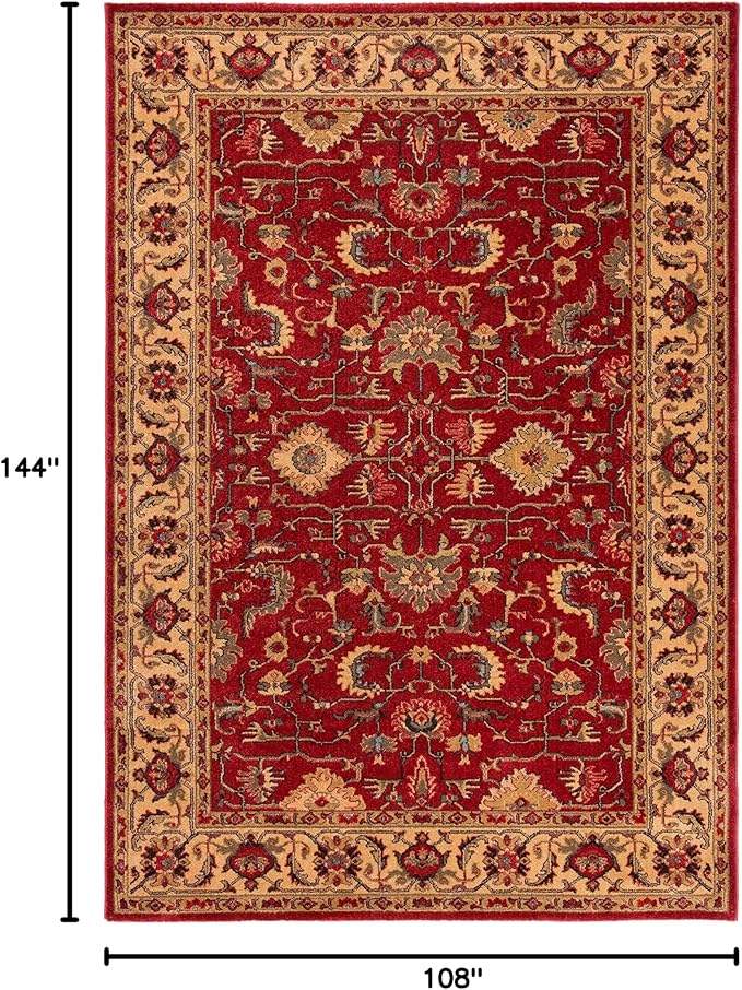 SAFAVIEH Mahal Collection 9' x 12' Red Beige MAH693Q Traditional Oriental Non-Shedding Living Room Bedroom Dining Home Office Area Rug