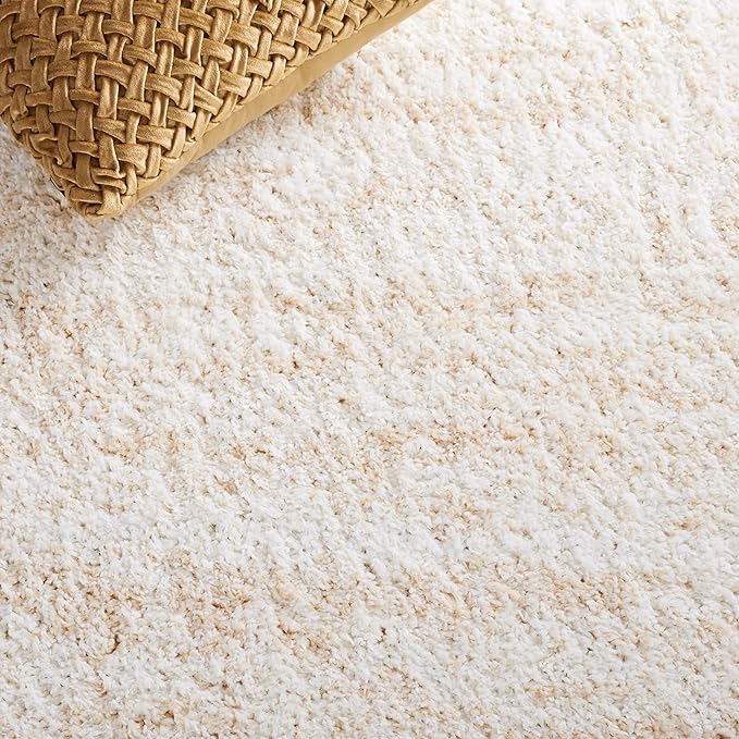 SAFAVIEH Berber Shag Collection Area Rug - 5'5" x 7'7", Ivory & Beige, 1.2-inch Thick Ideal for High Traffic Areas in Living Room, Bedroom (BER563A)