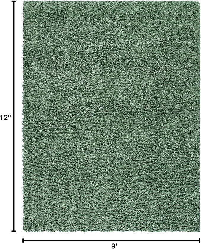 SAFAVIEH August Shag Collection Area Rug - 9' x 12', Green, Solid Design, Non-Shedding & Easy Care, 1.5-inch Thick Ideal for High Traffic Areas in Living Room, Bedroom (AUG200Y)