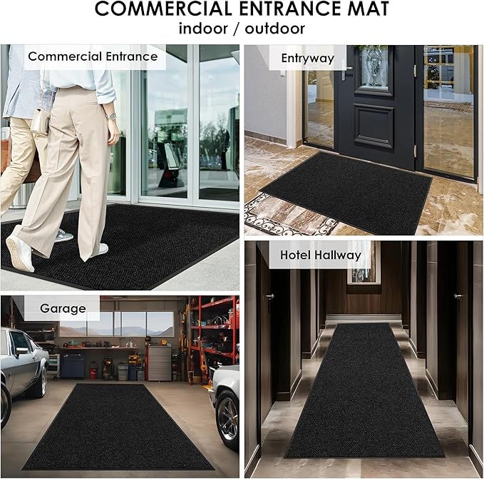 3′ x 62′ Front Door Mat Indoor Outdoor Entrance, Commercial Floor Mat Heavy Duty Dirt Trapper Entryway Doormat, Custom Size Non Slip Rubber Backing Welcome mat, Door Mat for High Traffic Area