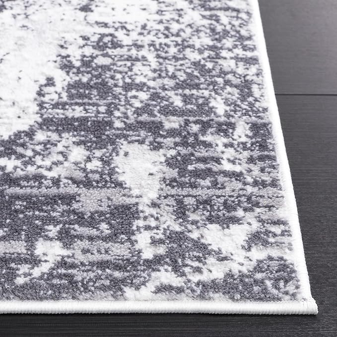 SAFAVIEH Amelia Collection Area Rug - 6'7" Square, Charcoal & Ivory, Modern Abstract Design, Non-Shedding & Easy Care, Ideal for High Traffic Areas in Living Room, Bedroom, Dining (ALA705H-7SQ)
