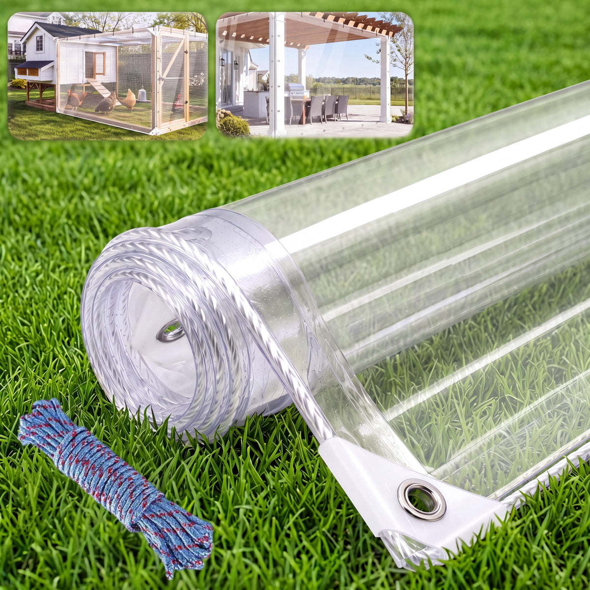 Clear Tarps Heavy Duty Waterproof, 14 Mil Clear Vinyl Tarp - Image 1