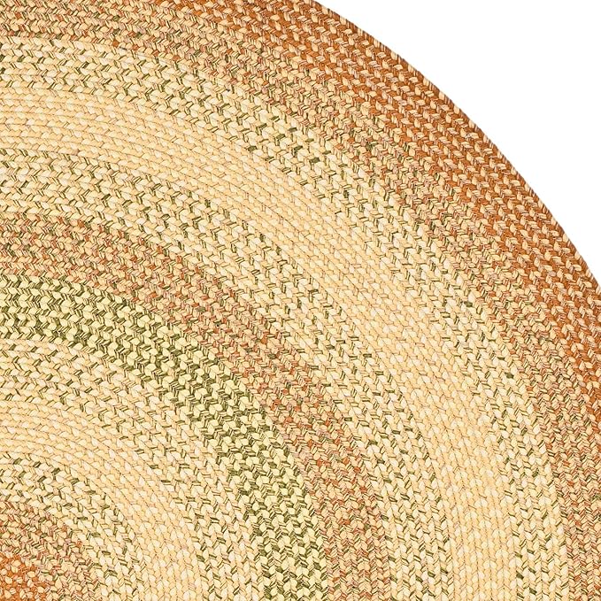 SAFAVIEH Washable Rug Outdoor Braided Collection - 9' Round, Rust & Multi, Handmade & Reversible, Non-Shedding & Easy to Clean, Ideal for Patio, Backyard, Mudroom (BRD303A)