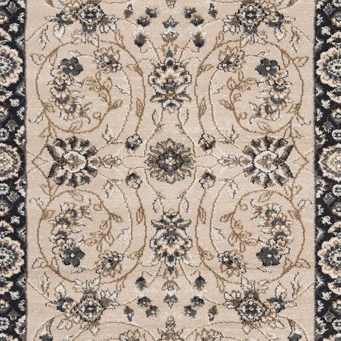 SAFAVIEH Lyndhurst Collection Area Rug - 8' x 10', Light Beige & Anthracite, Traditional Oriental Design, Non-Shedding & Easy Care, Ideal for High Traffic Areas in Living Room, Bedroom (LNH340K)