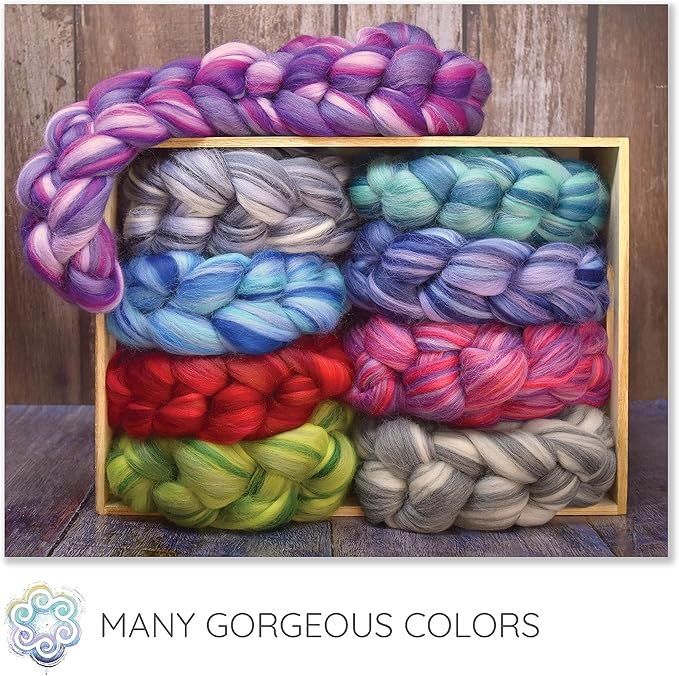 Festival Merino Wool Fiber. Colorful Combed top roving for Hand Spinning, Needle Felting, Wet Felting, soap Making and Dryer Balls. Bahama Mama