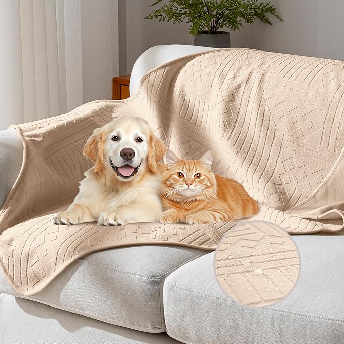 Waterproof Recliner Chair Cover - Washable Double-Sided Velvet and Pattern Reversible Cover for Couch, Sofa Protection for Dogs,30x40in/Khaki