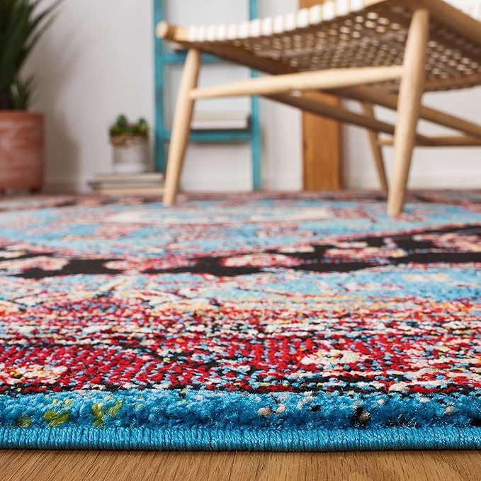 SAFAVIEH Vintage Hamadan Collection Area Rug - 5'3" x 7'6", Turquoise & Black, Traditional Oriental Design, Non-Shedding & Easy Care, Ideal for High Traffic Areas in Living Room, Bedroom (VTH204K)