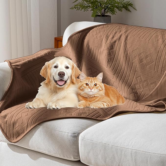 Waterproof Recliner Chair Cover - Washable Double-Sided Velvet and Pattern Reversible Cover for Couch, Bed, Sofa Protection for Dogs, 30x40in/Brown