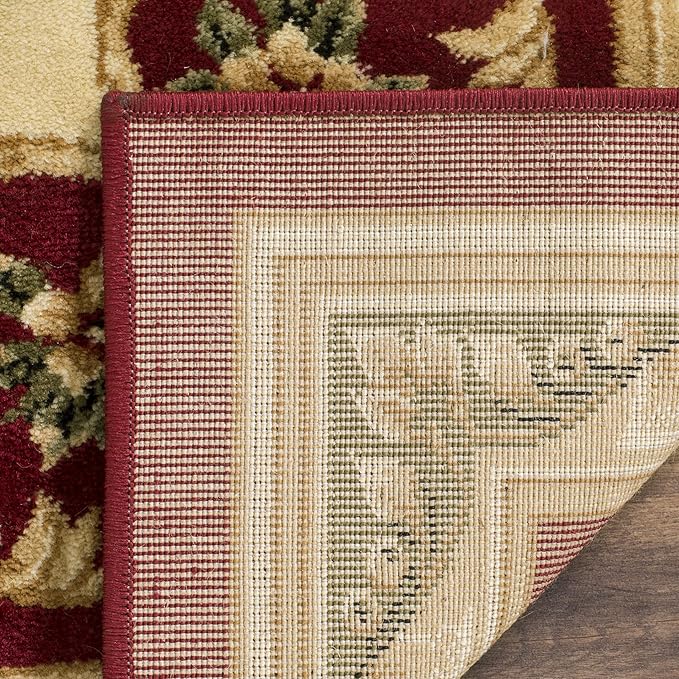 SAFAVIEH Lyndhurst Collection Accent Rug - 4' x 6', Red & Ivory, European Medallion Design, Non-Shedding & Easy Care, Ideal for High Traffic Areas in Entryway, Living Room, Bedroom (LNH218C)