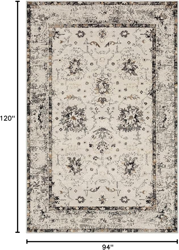 Mohawk Home Shea Traditional Floral Ornamental Light Gray 7' 10" x 10' Area Rug Perfect for Living Room, Dining Room, Office