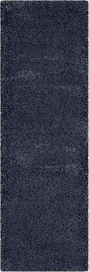 SAFAVIEH Santa Monica Shag Collection Runner - 2'3" x 9', Navy, Solid Design, Non-Shedding & Easy Care, 2-inch Thick, Ideal for The Living Room, Dining, Bedroom (SGN725)