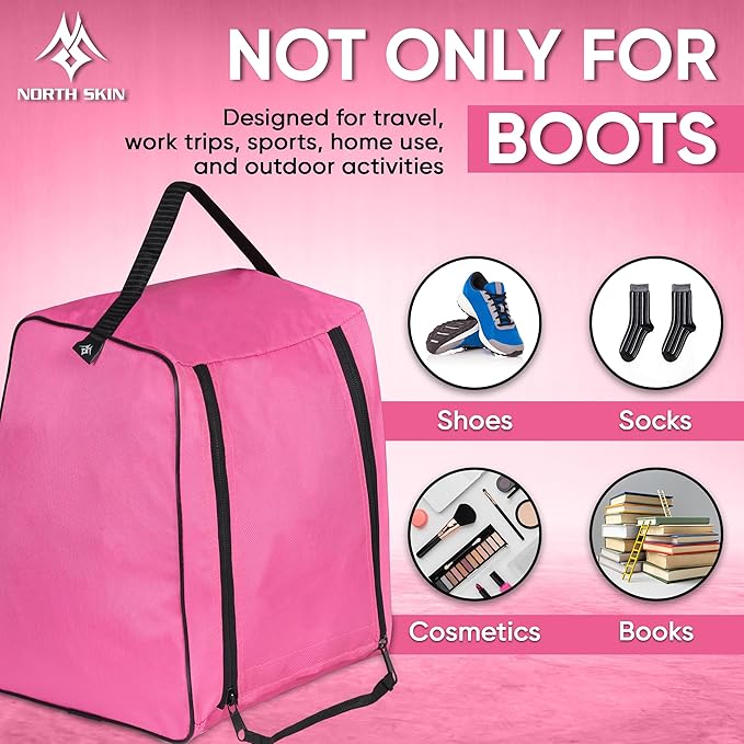 Cordura Fabric Sports Shoe Bag Water Resistant Gym Kit Fitness Organiser with Inner Pocket Travel Hiking Dust Proof Portable Plain Boot Bag Storage for Football Rugby Cricket Golf (Pink)