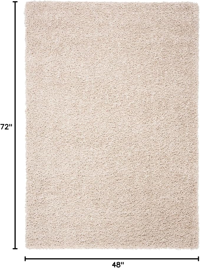 SAFAVIEH August Shag Collection Accent Rug - 4' x 6', Beige, Solid Design, Non-Shedding & Easy Care, 1.5-inch Thick Ideal for High Traffic Areas in Entryway, Living Room, Bedroom (AUG200D)