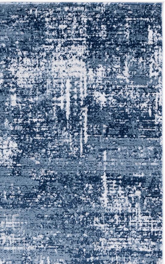 SAFAVIEH Amelia Collection Accent Rug - 3' x 5', Ivory & Dark Blue, Modern Abstract Design, Non-Shedding & Easy Care, Ideal for High Traffic Areas in Living Room, Bedroom, Dining (ALA700M-3)