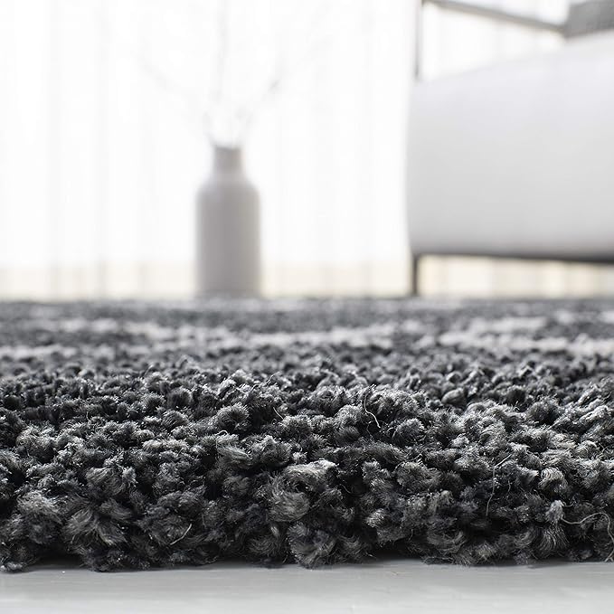 SAFAVIEH Hudson Shag Collection Runner Rug - 2'3" x 20', Dark Grey & Ivory, Modern Trellis Design, Non-Shedding & Easy Care, 2-inch Thick Ideal for High Traffic Areas in Living Room, Bedroom (SGH281G)