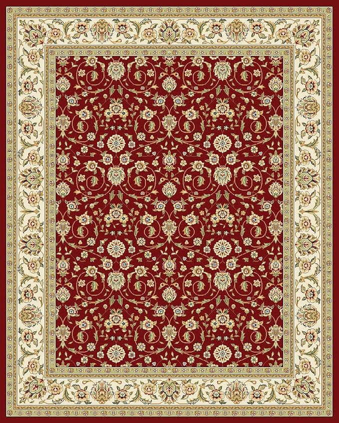 SAFAVIEH Lyndhurst Collection X-Large Area Rug - 11' x 15', Red & Ivory, Traditional Oriental Design, Non-Shedding & Easy Care, Ideal for High Traffic Areas in Living Room, Bedroom (LNH312A)