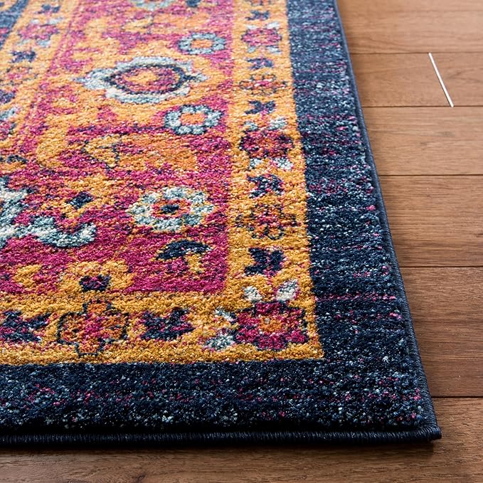 SAFAVIEH Evoke Collection 2'2" x 13' Fuchsia / Orange EVK275S Oriental Medallion Distressed Non-Shedding Living Room Bedroom Runner Rug
