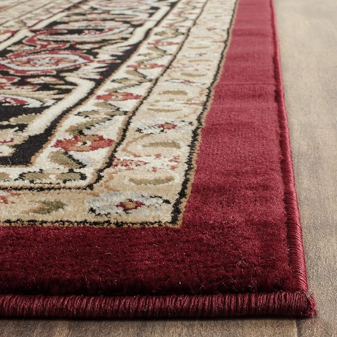 SAFAVIEH Lyndhurst Collection Area Rug - 3'3" Square, Red & Black, Traditional Oriental Design, Non-Shedding & Easy Care, Ideal for High Traffic Areas in Living Room, Bedroom (LNH330B)