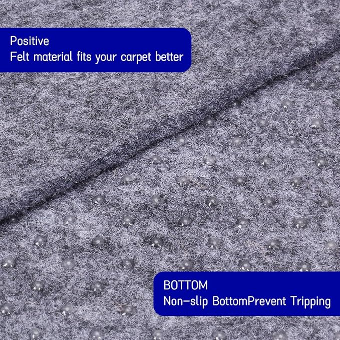 Non Slip Rug Pad 8 x 10 Ft, Extra Large Felt Under Rug Cushioning, Carpet Padding for Area Rugs on Hardwood, Laminate & Tile Floors, Keeps Rugs Secure