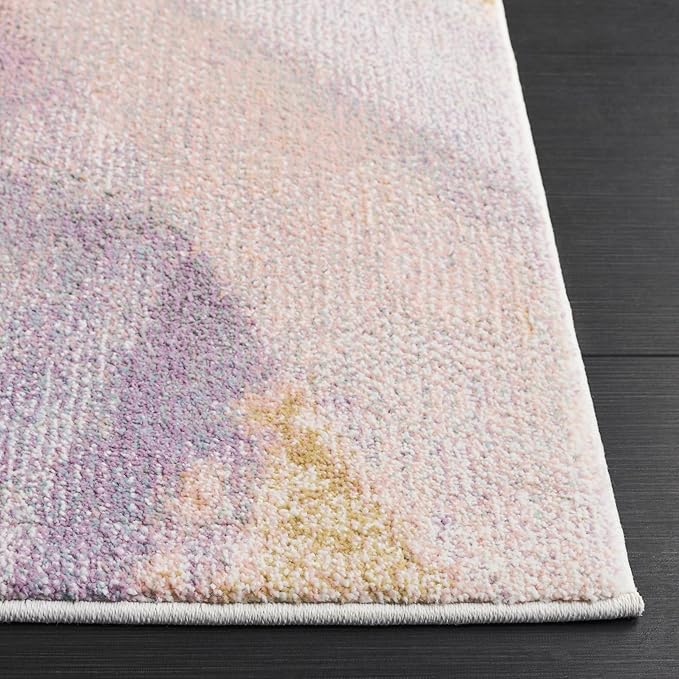 SAFAVIEH Porcello Collection Area Rug - 5'3" x 7'6", Blue & Pink, Modern Abstract Pattern, Non-Shedding & Easy Care, Ideal for Living Room, Foyer, Bedroom (PRL6937J-5)