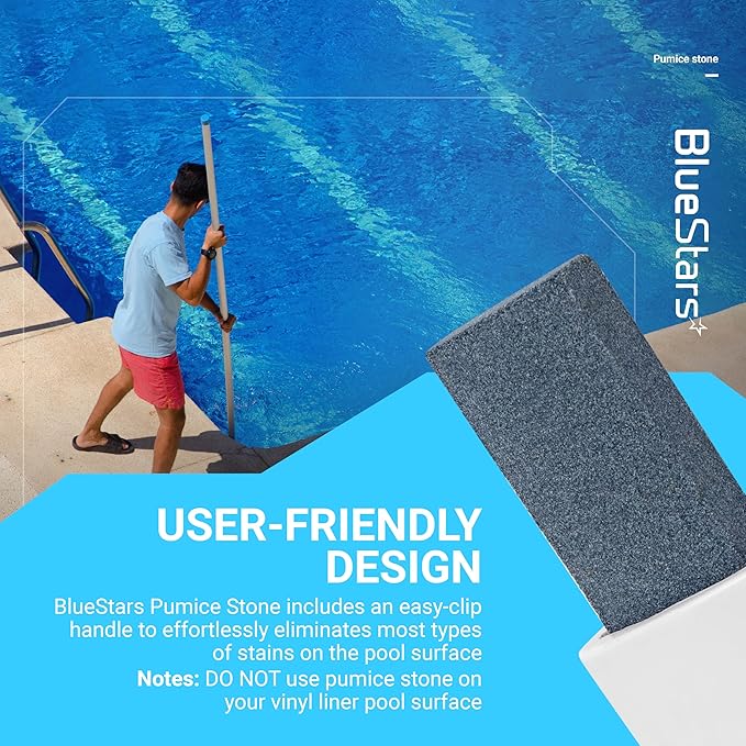 BlueStars 4-Pack Pool Pumice Stone with EZ-Clip Handle Pumice Sticks Stone Replacement Part - Compatible with Cleaning Toilet Bowl Ring Remover and Removing Toilet Bowl Ring, Bath, Kitchen, Pool