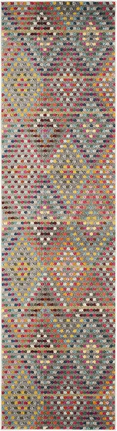 SAFAVIEH Monaco Collection Runner Rug - 2'2" x 8', Multi & Beige, Boho Diamond Design, Non-Shedding & Easy Care, Ideal for High Traffic Areas in Living Room, Bedroom (MNC204F)