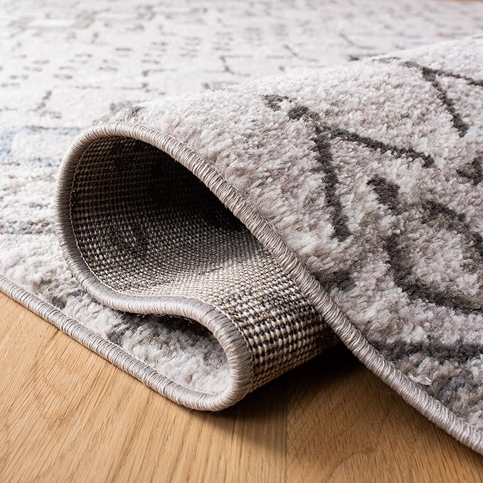SAFAVIEH Amsterdam Collection Area Rug - 10' x 14', Light Grey & Brown, Moroccan Boho Design, Non-Shedding & Easy Care, Ideal for High Traffic Areas in Living Room, Bedroom (AMS108F)