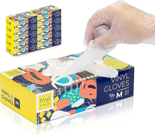 Fit Meal Prep 1000 Pack Disposable Latex Free Medium Vinyl Food Prep Gloves - Powder Free, Ideal for Kitchen, Bathroom, Household, Gardening