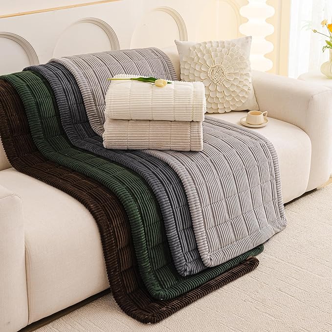 MEETSKY Couch Cover for 2 Cushion Couch, Non-Slip Grey Sofa Covers for Dog Washable Sofa Protector Pet Friendly Dog Mats for Couches Soft Furniture Covers, 27.6" x 70.9", Light Grey