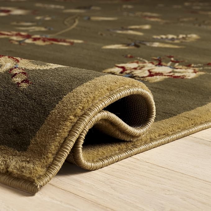 SAFAVIEH Lyndhurst Collection Area Rug - 5'3" x 7'6", Green & Multi, Traditional Floral Design, Non-Shedding & Easy Care, Ideal for High Traffic Areas in Living Room, Bedroom (LNH552-5291)