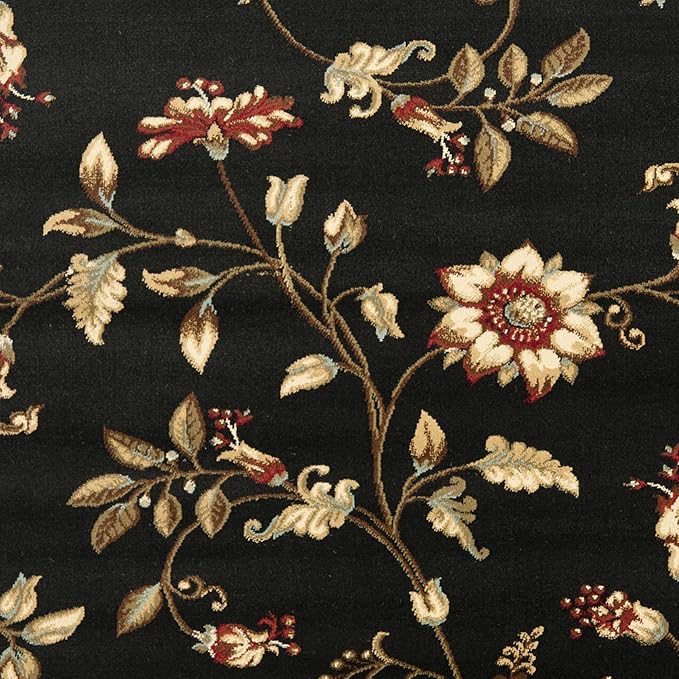 SAFAVIEH Lyndhurst Collection Accent Rug - 4' x 6', Black & Multi, Traditional Floral Design, Non-Shedding & Easy Care, Ideal for High Traffic Areas in Entryway, Living Room, Bedroom (LNH552-9091)