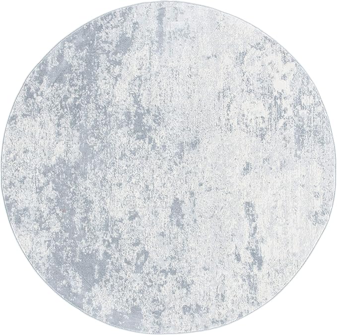 SAFAVIEH Brentwood Collection Area Rug - 8' Round, Grey & Ivory, Modern Abstract Design, Non-Shedding & Easy Care, Ideal for High Traffic Areas in Living Room, Bedroom (BNT822H)