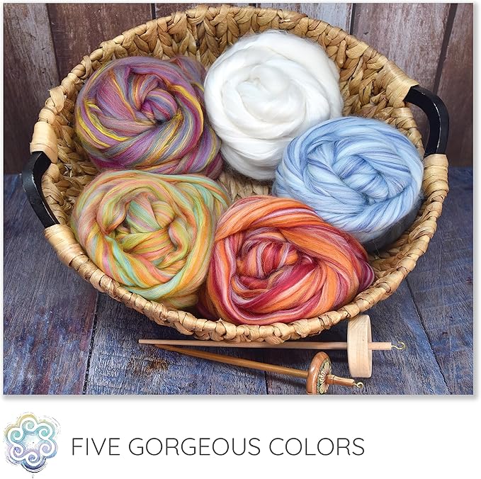 Living Dreams Yarn Merino and Rayon Derived from Bamboo Fiber Blend. Super Soft Combed Top Roving for Hand Spinning, Needle Felting, Wet Felting, soap Making and Dryer Balls. Phoenix Rising