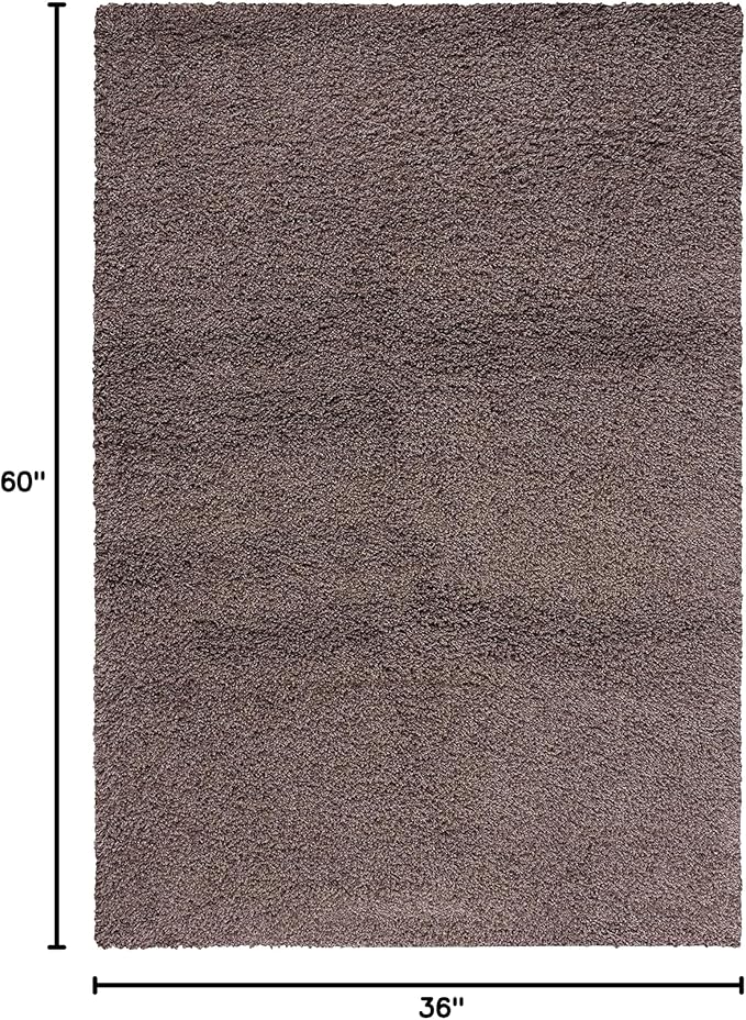SAFAVIEH Santa Monica Shag Collection 3' x 5' Taupe SGN725 Solid Non-Shedding Living Room Bedroom Dining Room Entryway Plush 2-inch Thick Area Rug