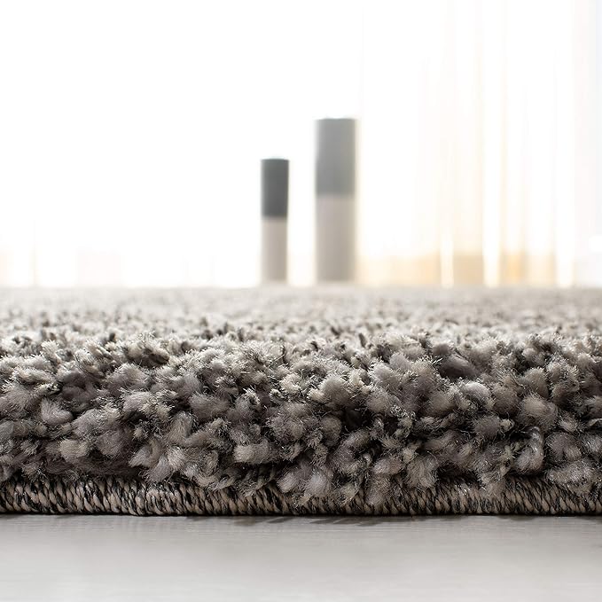 SAFAVIEH Santa Monica Shag Collection 8' x 10' Silver SGN725 Solid Non-Shedding Living Room Bedroom Dining Room Entryway Plush 2-inch Thick Area Rug