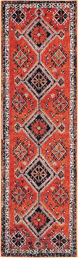 SAFAVIEH Vintage Hamadan Collection Runner Rug - 2'3" x 6', Orange & Red, Oriental Traditional Persian Design, Non-Shedding & Easy Care, Ideal for High Traffic Areas in Living Room, Bedroom (VTH293P)