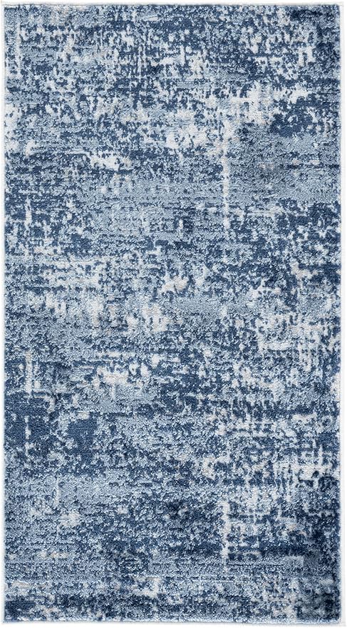 SAFAVIEH Amelia Collection Area Rug - 2'2" x 4', Ivory & Dark Blue, Modern Abstract Design, Non-Shedding & Easy to Clean, Ideal for Hallway, Foyer, Entryway, Accent Space (ALA700M)