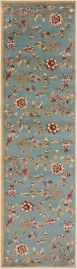 SAFAVIEH Lyndhurst Collection Runner Rug - 2'3" x 16', Blue & Multi, Traditional Floral Design, Non-Shedding & Easy Care, Ideal for High Traffic Areas in Living Room, Bedroom (LNH552-6591)