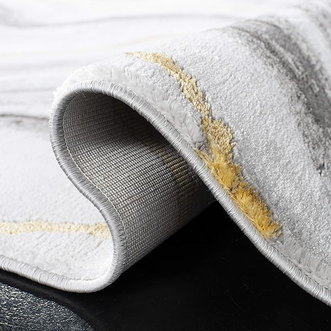 SAFAVIEH Craft Collection Runner Rug - 2'3" x 8', Grey & Gold, Modern Abstract Design, Non-Shedding & Easy Care, Ideal for High Traffic Areas in Living Room, Bedroom (CFT819F)