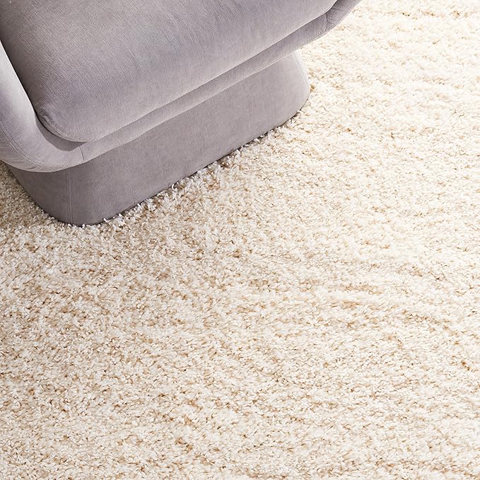 SAFAVIEH Santa Monica Shag Collection 8' x 10' Ivory SGN725 Solid Non-Shedding Living Room Bedroom Dining Room Entryway Plush 2-inch Thick Area Rug