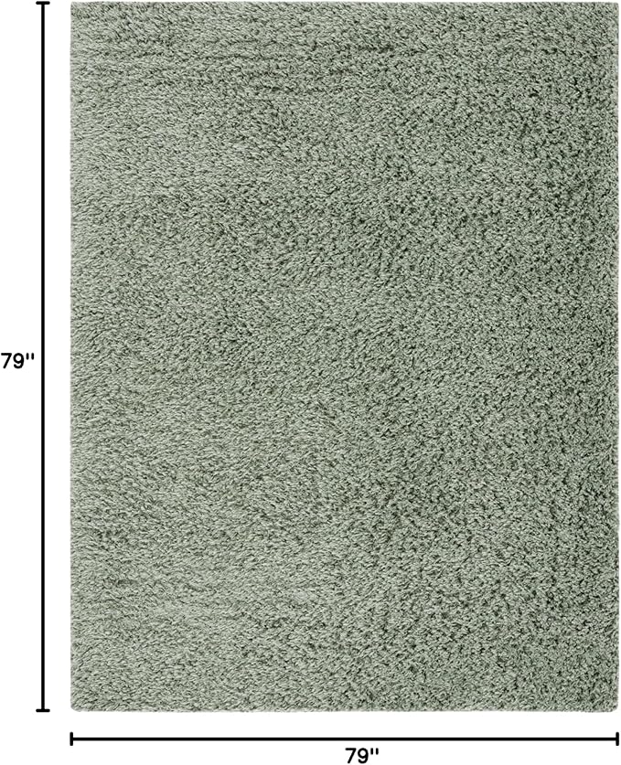 SAFAVIEH Lindsay Shag Collection Square Rug - 6'7" Square, Green, Contemporary Design, Ideal for High Traffic Areas in Bedroom, Dining Room & Kitchen (LNS560Y-7SQ)