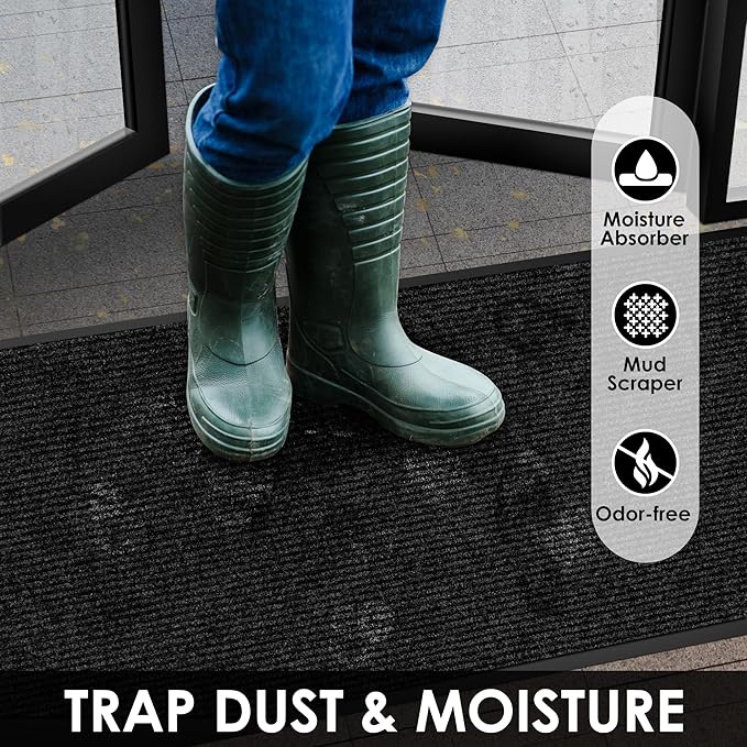 4′ x 62′ Front Door Mat Indoor Outdoor Entrance, Commercial Floor Mat Heavy Duty Dirt Trapper Entryway Doormat, Custom Size Non Slip Rubber Backing Welcome mat, Door Mat for High Traffic Area