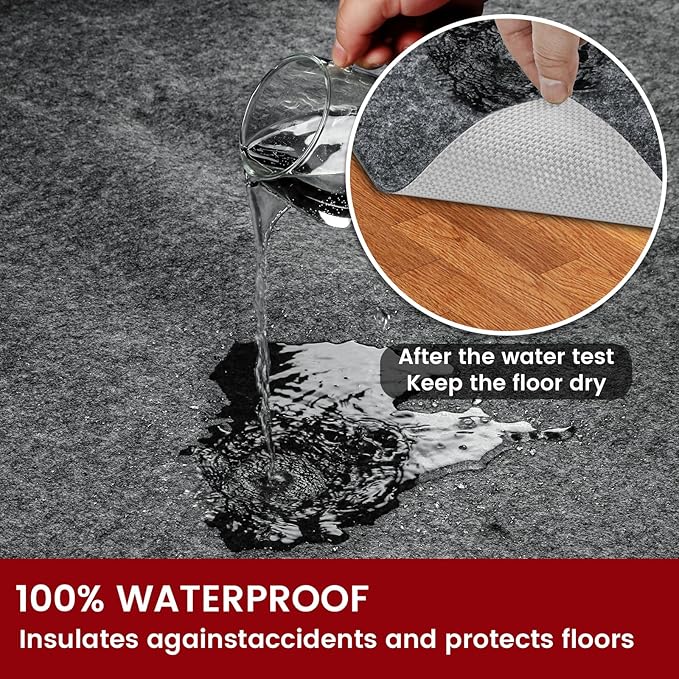 Waterproof Rug Pad, 5x8 ft Area Rug Non-Slip Carpet Pad, Non-Slip Rug Pads for All Floors and Finishes, Felt Pad for Hardwood Floors, Keeps Carpets in Place Soft and Safe