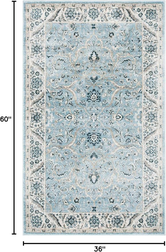 SAFAVIEH Isabella Collection Accent Rug - 3' x 5', Light Blue & Cream, Oriental Design, Non-Shedding & Easy Care, Ideal for High Traffic Areas in Entryway, Living Room, Bedroom (ISA912M)
