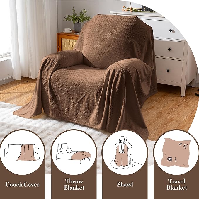 Waterproof Recliner Chair Covers, Anti-Slip Reclining Chair Covers, Pet-Friendly, Washable, Durable and Breathable Couch Covers – Reversible Design for Sofa Protection(71x71in/Brown)