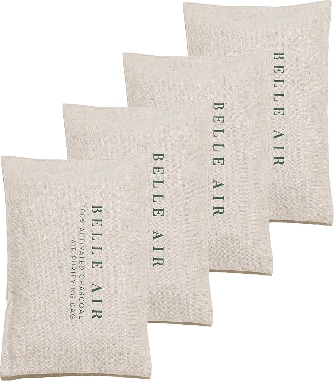 Belle Air 100% Activated Charcoal Air Purifying Bags Odor Absorber | 6x More Effective Than Bamboo Charcoal | Safely Removes Odors, Toxins, and Excess Moisture for Homes, Cars, Fridges, etc.