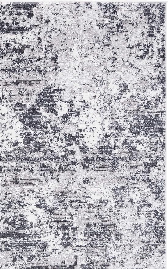 SAFAVIEH Amelia Collection Area Rug - 6'7" Square, Charcoal & Ivory, Modern Abstract Design, Non-Shedding & Easy Care, Ideal for High Traffic Areas in Living Room, Bedroom, Dining (ALA705H-7SQ)