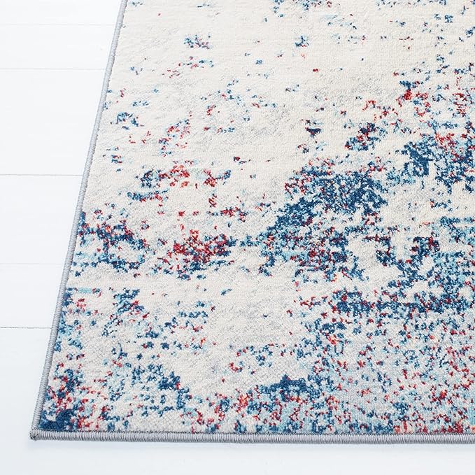 SAFAVIEH Brentwood Collection Runner Rug - 2' x 10', Navy & Red, Modern Abstract Design, Non-Shedding & Easy Care, Ideal for High Traffic Areas in Living Room, Bedroom (BNT822N)